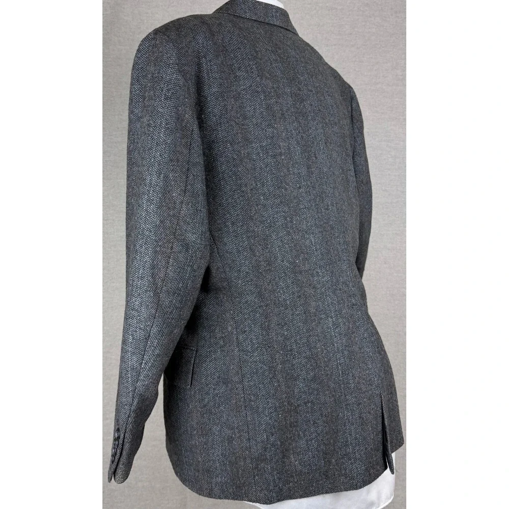 Vintage Bespoke‎ Mens Grey Herringbone Tweed Blazer Sport Coat Made in USA Eli